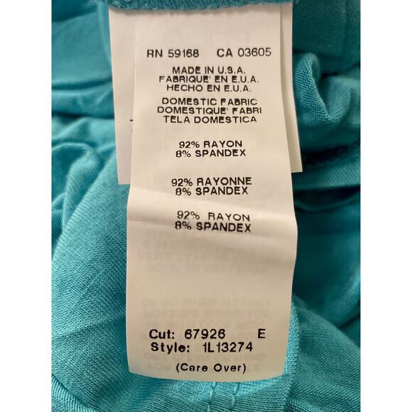 Karen Kane Sleeveless V-Neck Draped Front Tank Top Size Medium Aqua Blue NWT - Picture 4 of 5